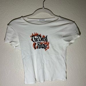 Reformation the devil I know graphic t shirt white size small